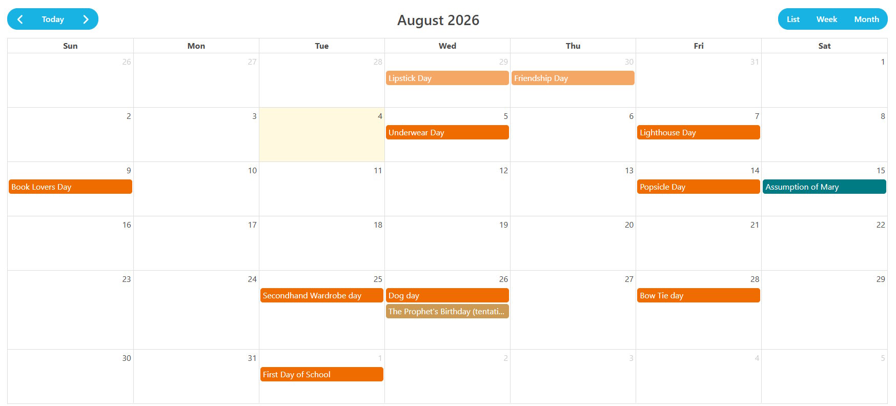 Content calendar view for planning social media posts